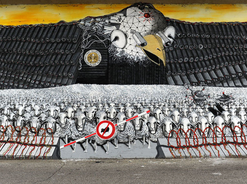 „Surveillance of the fittest“ / mural / 60m*6m / cologne / 2013